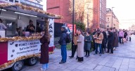 Glasgow foodies queue 'round the block' to snap up free festive rolls