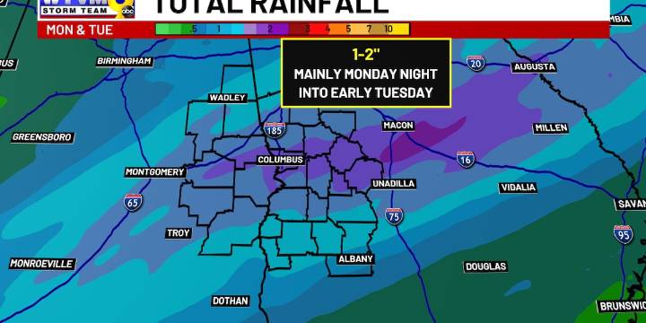 Rain returns by Monday night