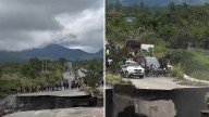 Indonesia: Highway Collapses Into 20-Metre Sinkhole In West Sumatra; Drivers In Panic Escape In Seconds