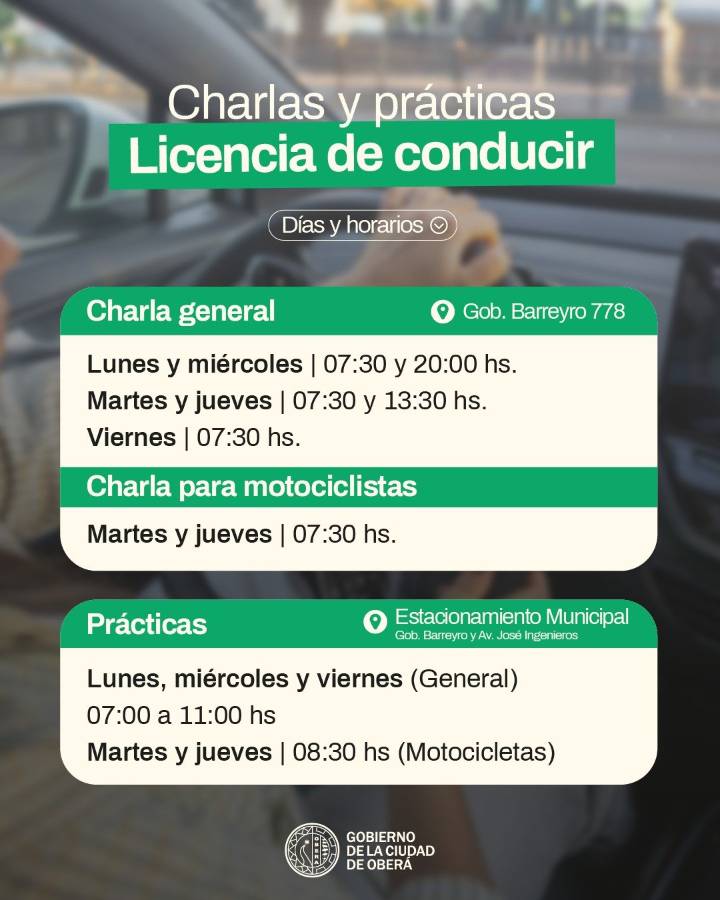 Estos son los horarios para los cursos de obtención o renovación de licencia de conducir
