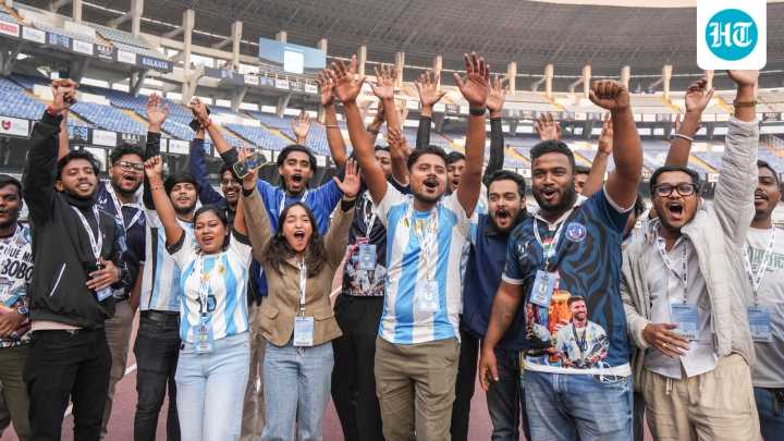 Messi fans throng Kolkata airport as footballer lands for India tour
