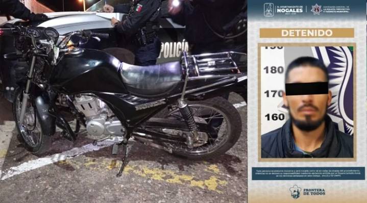 Policía municipal asegura moto robada y arresta al...