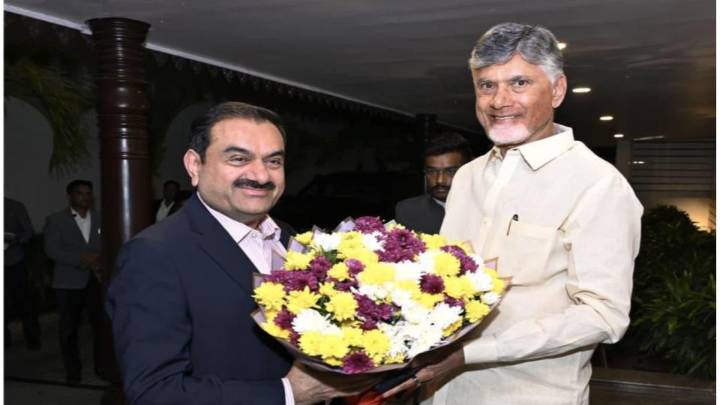 CM Naidu Meets With Gautam and Karan Adani 'Infrastructure Projects'