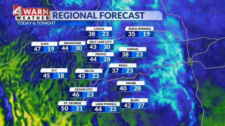 Snow showers develop across north Utah Tuesday afternoon
