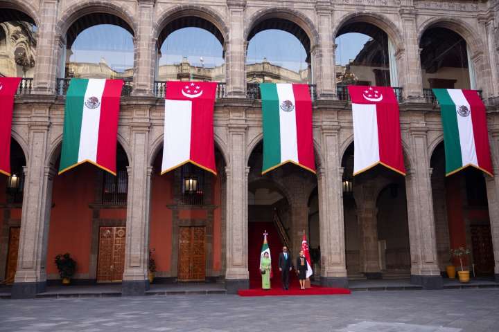 Recibe Sheinbaum al presidente de Singapur