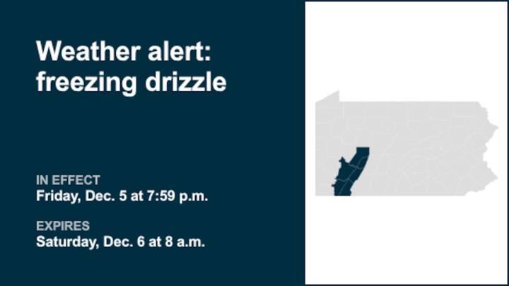 Expect fog and freezing drizzle with black ice in Southwest Pa. until Saturday morning