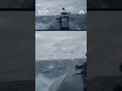 Ukrainian naval drones strike a Russian shadow fleet tanker