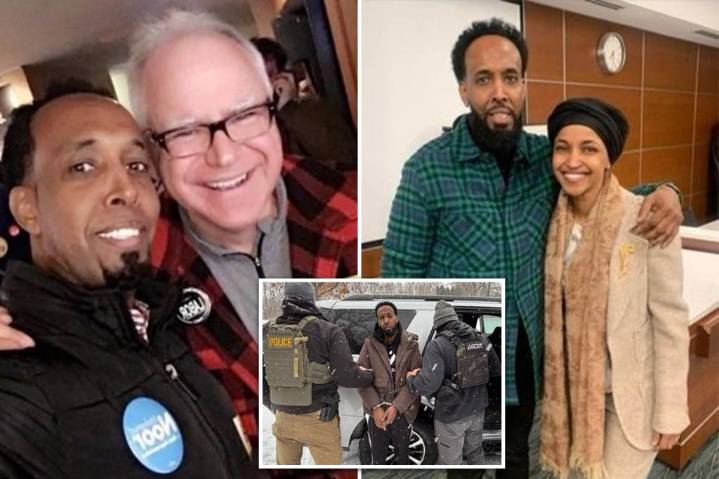 Photos emerge of Somali illegal immigrant fraudster with Minnesota Gov. Tim Walz, Rep. Ilhan Omar  