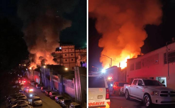 Fuerte incendio cerca de la garita de Nogales, Sonora