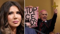 Protester Dressed as Cardinal Shouts at Kristi Noem on the Hill