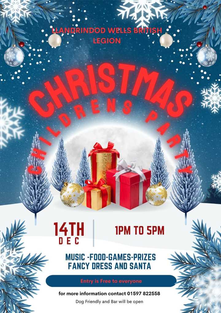Children's Christmas party at a Mid Wales venue