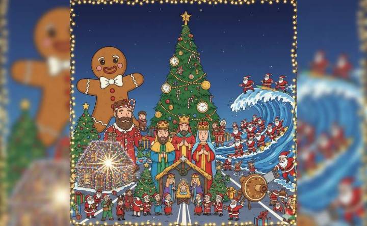 Récords navideños sorprendentes: árboles gigantes, casas brillantes y un santas surfistas