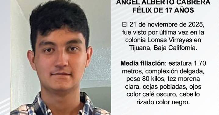 Se busca a Ángel Alberto Cabrera Félix de 17 años