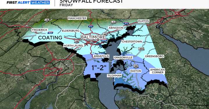 Snow moves back into Maryland early Friday morning