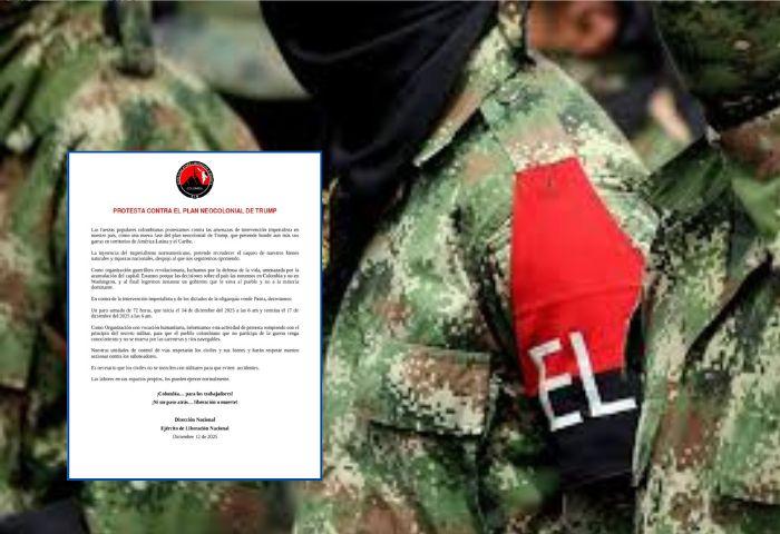 ELN anuncia paro armado de 72 horas desde el 14 de diciembre y alerta a la población civil