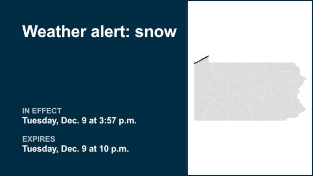 Update: Expect snow in Northern Erie until Tuesday night