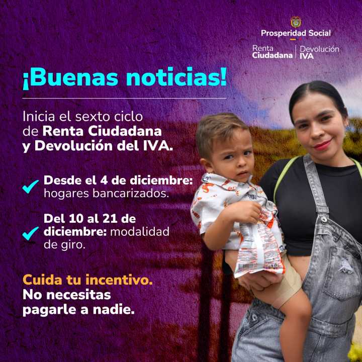 Inició sexto ciclo de transferencias de Renta Ciudadana