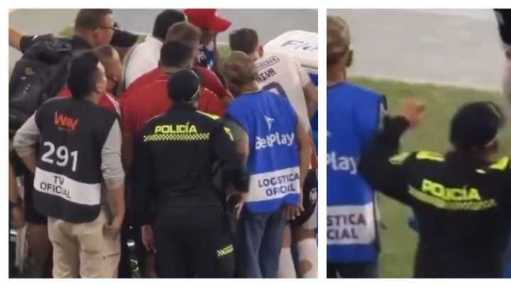 Hasta la policía vigiló que el VAR no fallara en gol de Junior a Nacional: uniformado se hace viral; video