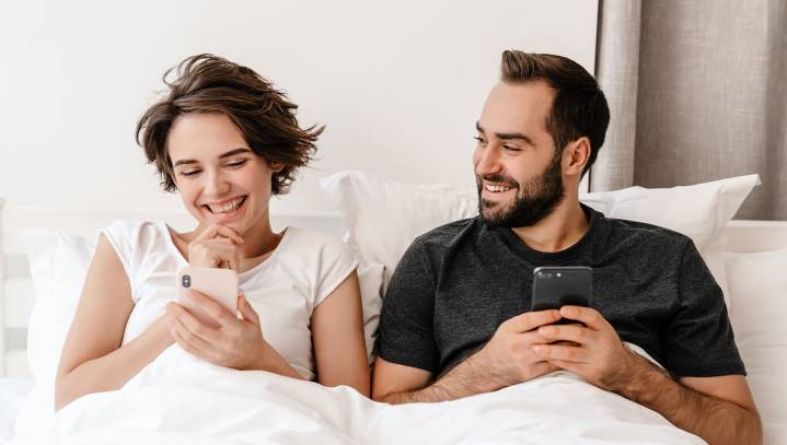 Husband And Wife Spend Romantic Evening Sending Each Other Memes