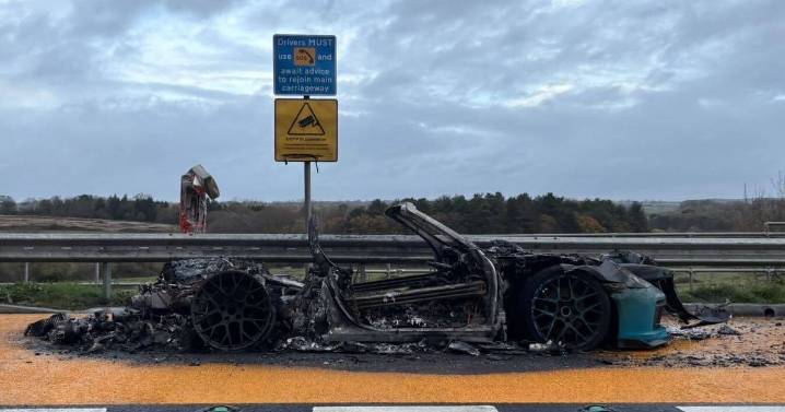 M25 Porsche fire chaos as police hold traffic while crews deal with incident