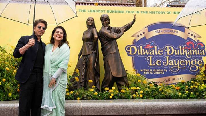 30 years of DDLJ magic: Shah Rukh Khan and Kajol immortalise Raj-Simran with bronze statue in London
