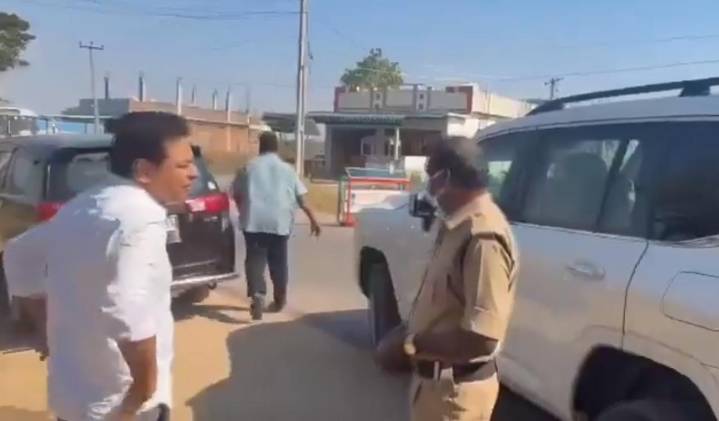 Police check KT Rama Rao’s vehicle at Jillella poll checkpoint