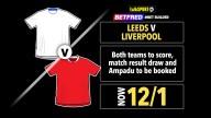 Leeds vs Liverpool 12/1 bet builder on BTTS, Draw & Ampadu booked on Betfred