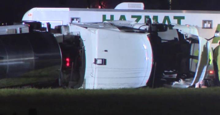 Tanker truck overturns in Scott with 5,250 gallons of diesel exhaust fluid