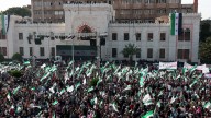 Crowds gather in Hama, Syria, to celebrate one year of liberation