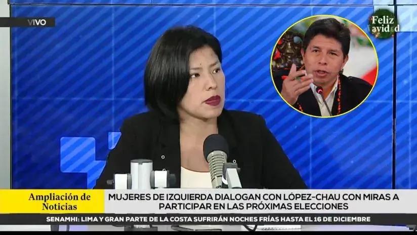 Indira Huilca dice que “votó por Pedro Castillo” en las elecciones del 2021 y “lo volvería a hacer”