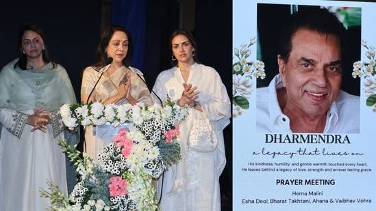 ‘Humara pyaar sacha tha…’: Hema Malini breaks down at Dharmendra’s prayer meet
