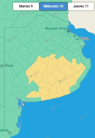 Alerta amarilla por fuertes tormentas en la tarde del miércoles