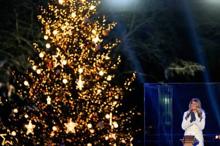 Melania Trump lights the National Christmas Tree after president counts down