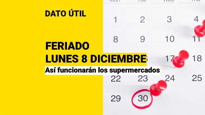 Así funcionarán los supermercados este lunes 8 de diciembre: ¿Qué se celebra?
