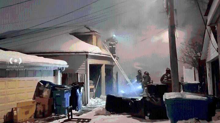 Smoke billowing from fire in Brighton Park visible from I