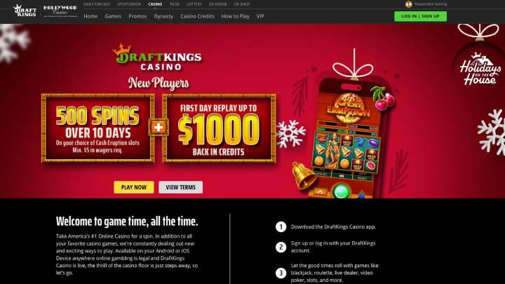 DraftKings Casino promo code offers 500 spins and up to $1,000 lossback in casino credits