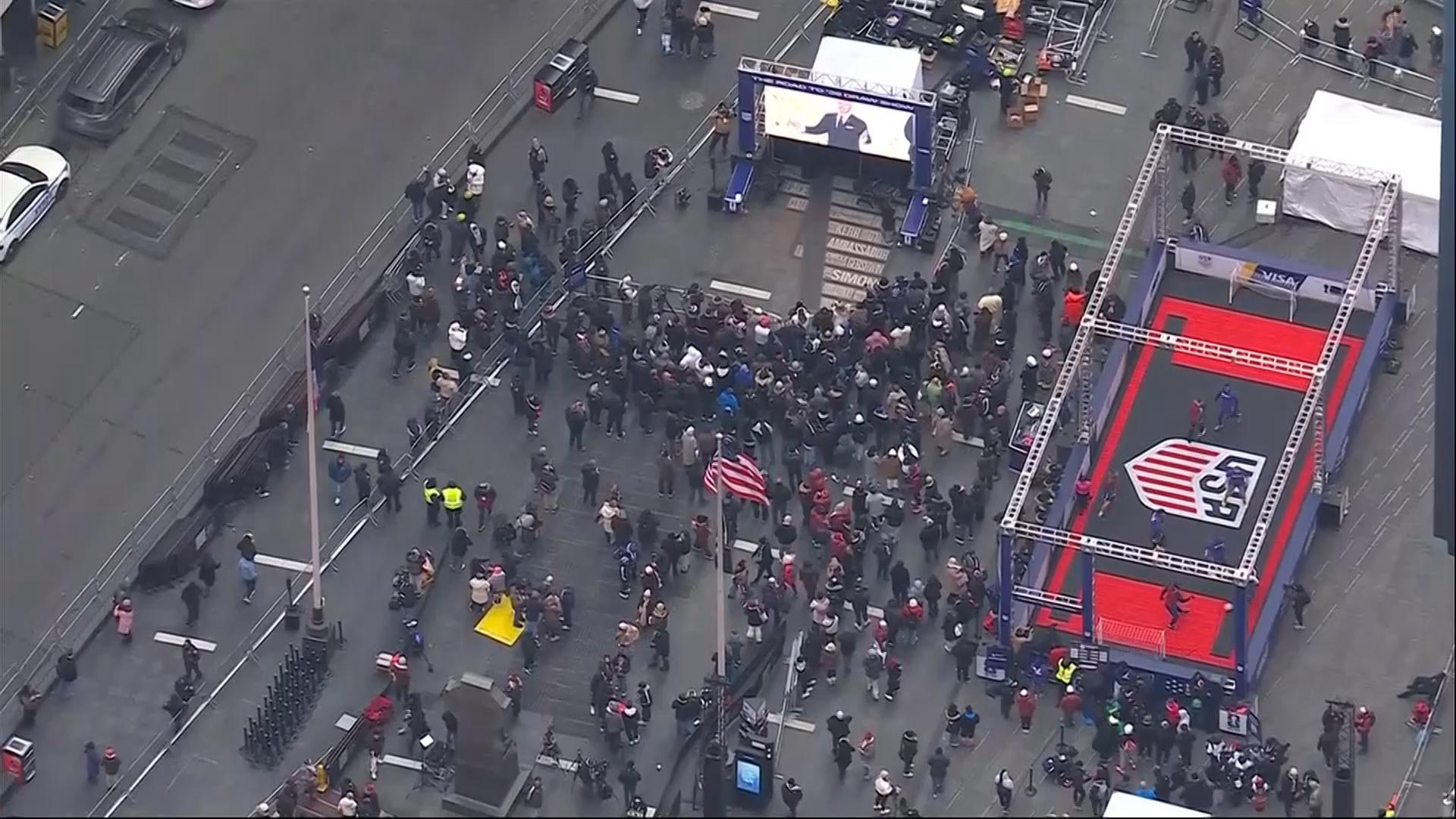 Crowds turn out in New York for World Cup draw watch party