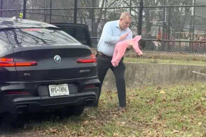 Hero NYPD cop saves choking baby on side of highway in rush