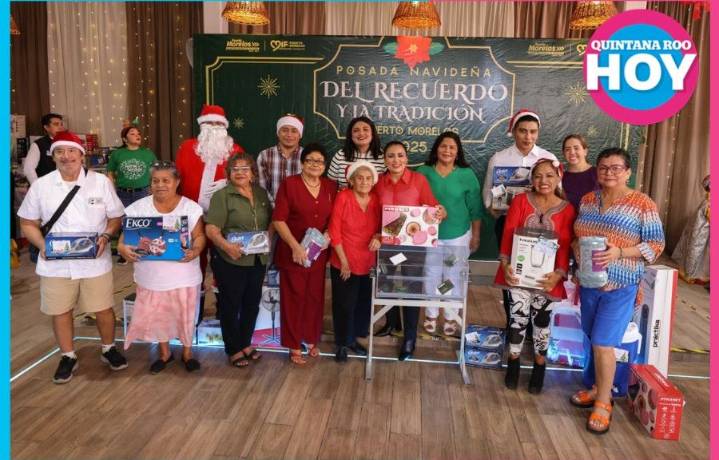 Puerto Morelos reafirma apoyo a adultos mayores durante Posada Navideña