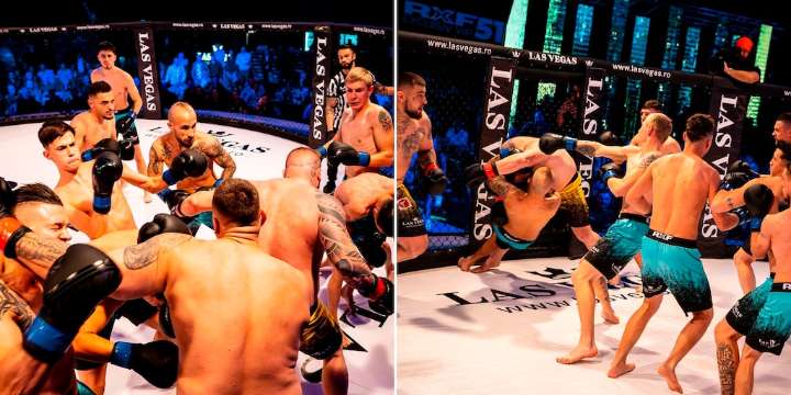 La pelea de MMA más disparatada: dos pesos pesados profesionales combatieron en la jaula contra diez luchadores amateurs