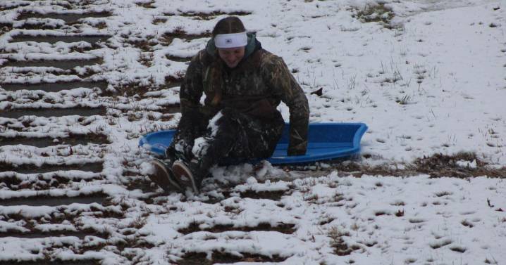 Here we snow again: This time, Danville sees just enough for sledding. Watch here