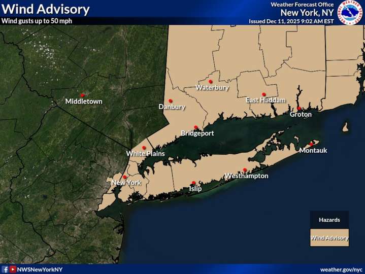 N.Y. weather: Wind advisory in effect for Staten Island, rest of NYC
