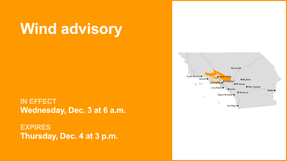 Wind advisory issued for Los Angeles County for Wednesday and Thursday