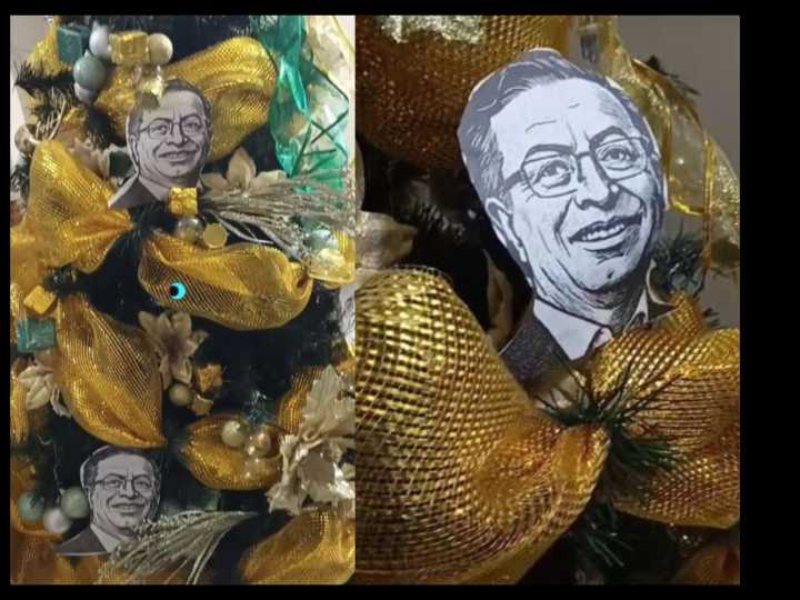 Con sus fotos de Petro, hombre decoró su árbol de navidad