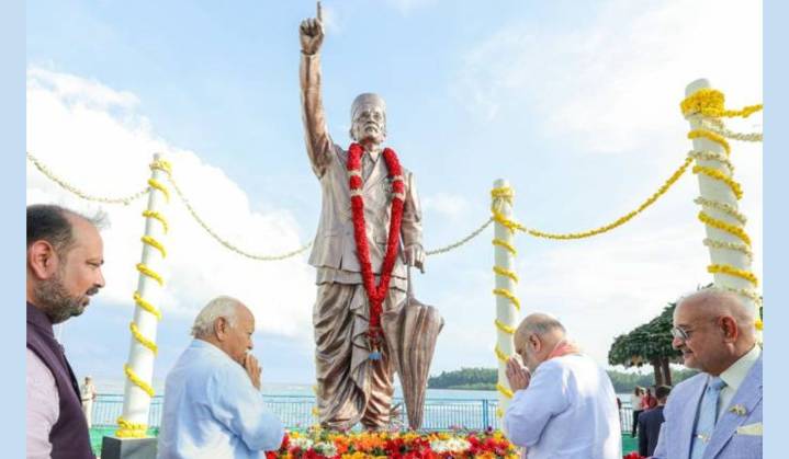 RSS Chief Dr. Mohan Bhagwat, Union Home Minister Amit Shah Unveil Veer Savarkar’s Towering Statue by the Sea in Andamans
