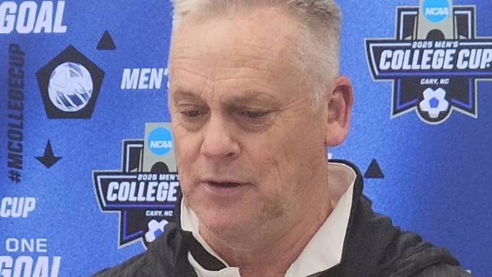 Watch Furman soccer coach Doug Allison after loss in NCAA tournament
