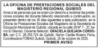 Edicto 1er. aviso Graciela Quejada Córdoba
