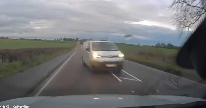 Terrifying dashcam footage shows van narrowly avoid horror head