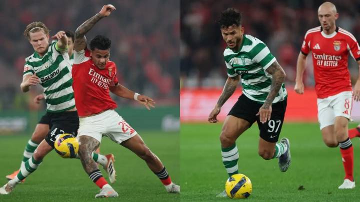 Richard Ríos y Luis Javier Suárez dividieron honores en el 1-1 entre Benfica y Sporting Lisboa