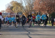 Runners and walkers round the course in the ‘Turkey Trot’ race at Proesel Park in Lincolnwood